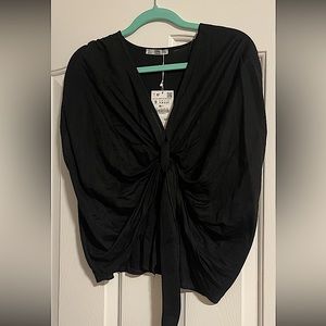 Zara Black front tie top! Tags!